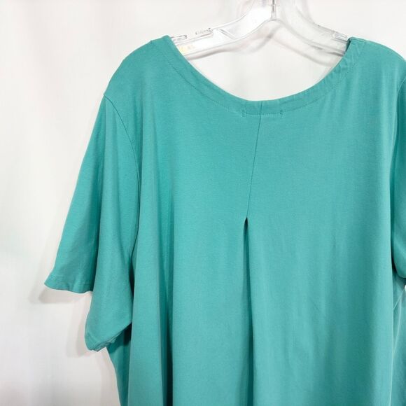 Jessica London 30W 32W Top‎ 3X Green Short Sleeve Tee Swing Trapeze A Line 790 - Picture 6 of 10